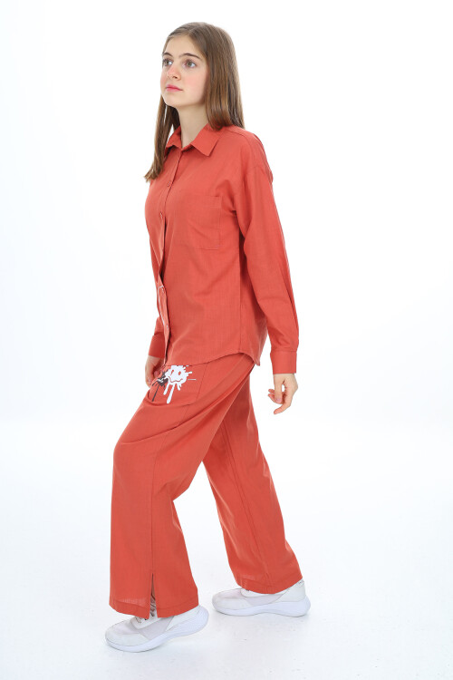 Kız Çocuk Gömlekli Alt-Üst Takım Lx311