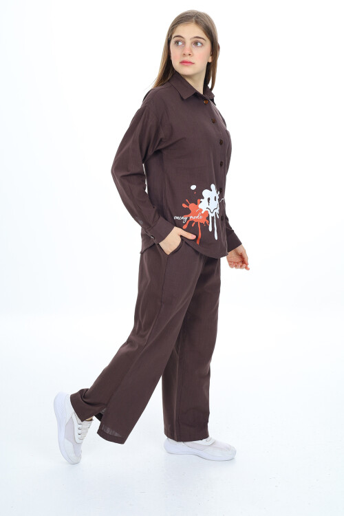 Kız Çocuk Gömlekli Alt-Üst Takım Lx311