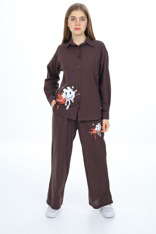 Kız Çocuk Gömlekli Alt-Üst Takım Lx311