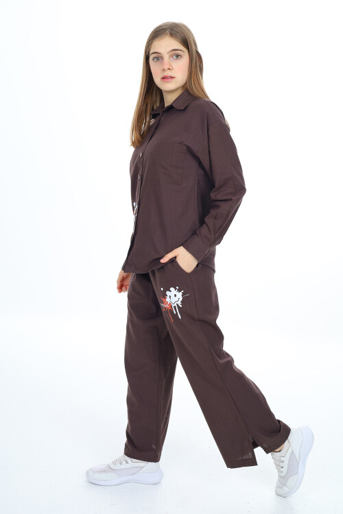 Kız Çocuk Gömlekli Alt-Üst Takım Lx311