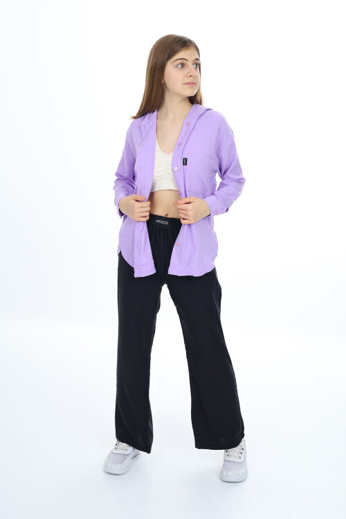 Kız Çocuk Kapüşonlu Gömlekli Takım 8-14 Yaş Lx309