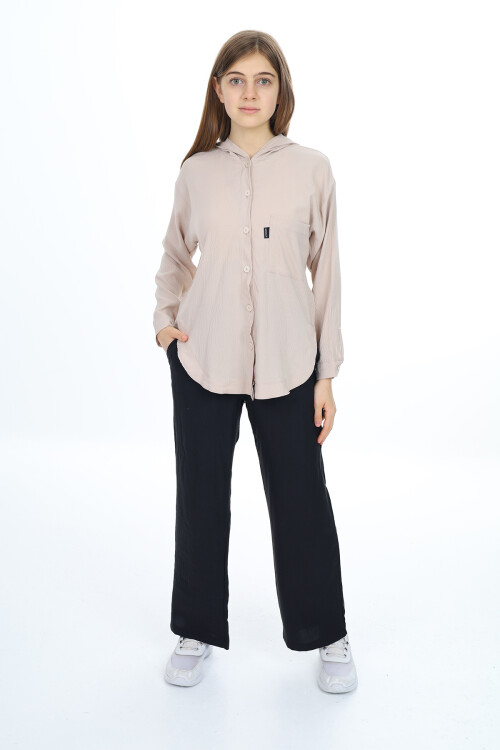 Kız Çocuk Kapüşonlu Gömlekli Takım 8-14 Yaş Lx309