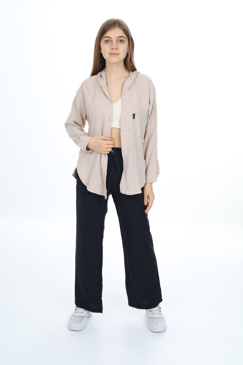 Kız Çocuk Kapüşonlu Gömlekli Takım 8-14 Yaş Lx309