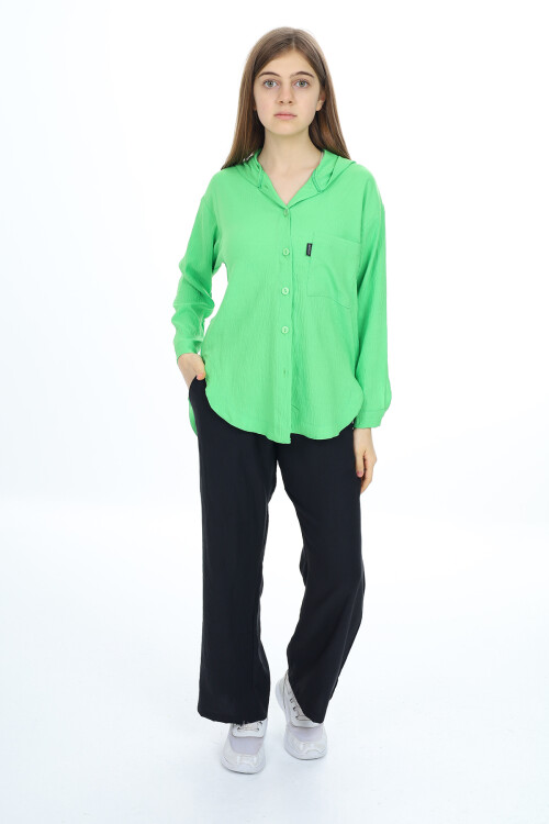 Kız Çocuk Kapüşonlu Gömlekli Takım 8-14 Yaş Lx309