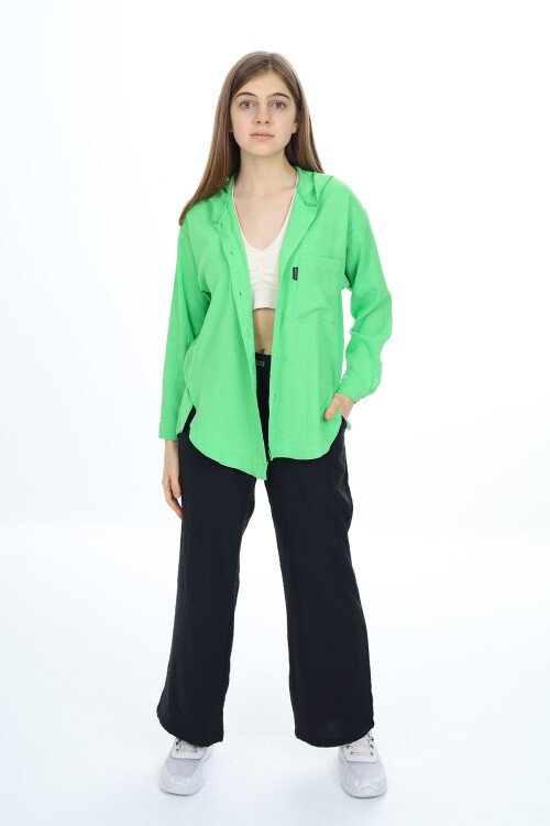 Kız Çocuk Kapüşonlu Gömlekli Takım 8-14 Yaş Lx309