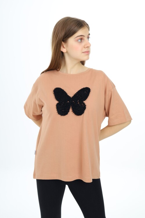 Kız Çocuk Kelebek Baskılı T-Shirt 9-14 Yaş Px037