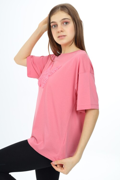 Kız Çocuk Kelebek Baskılı T-Shirt 9-14 Yaş Px037