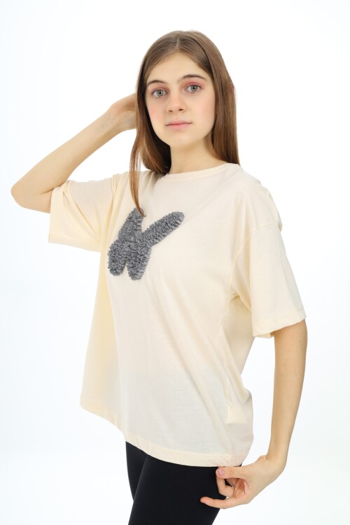 Kız Çocuk Kelebek Baskılı T-Shirt 9-14 Yaş Px037