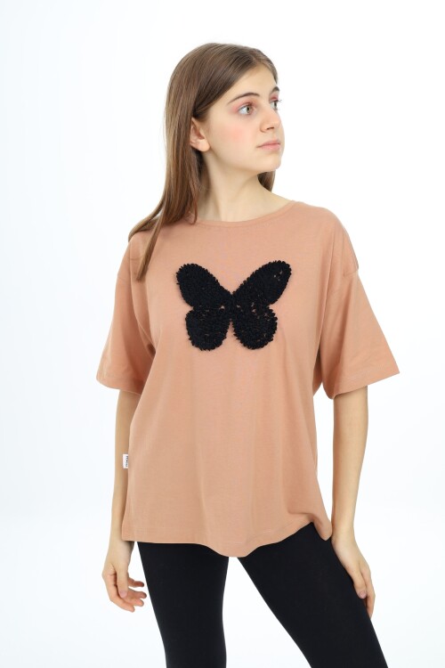 Kız Çocuk Kelebek Baskılı T-Shirt 9-14 Yaş Px037