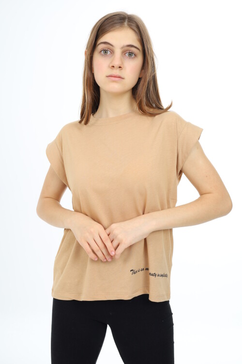 Kız Çocuk Kolsuz T-Shirt 9-14 Yaş Lx003
