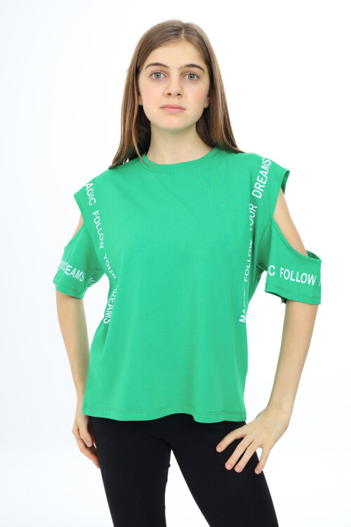 Kız Çocuk Omuzları Açık T-Shirt 9-14 Yaş px017