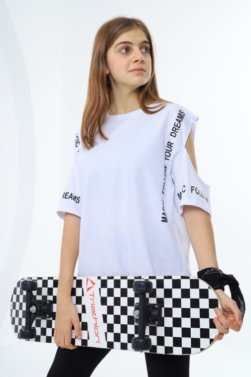 Kız Çocuk Omuzları Açık T-Shirt 9-14 Yaş px017