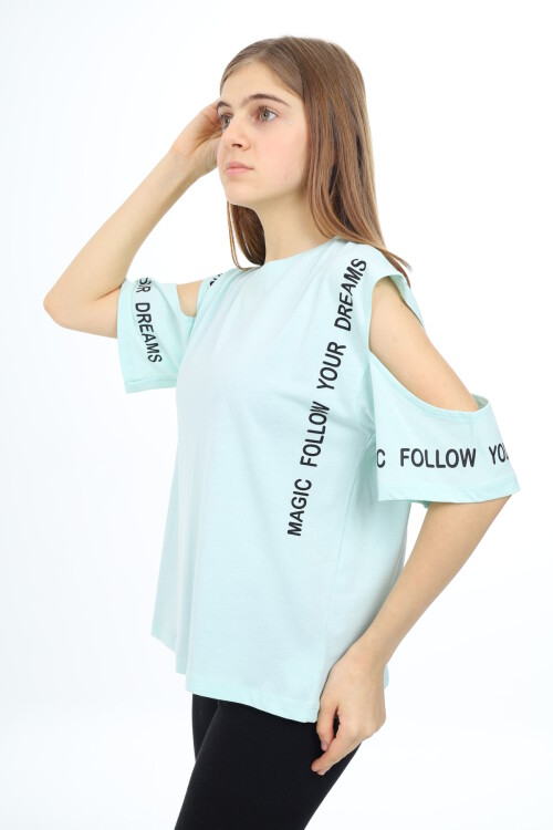 Kız Çocuk Omuzları Açık T-Shirt 9-14 Yaş px017