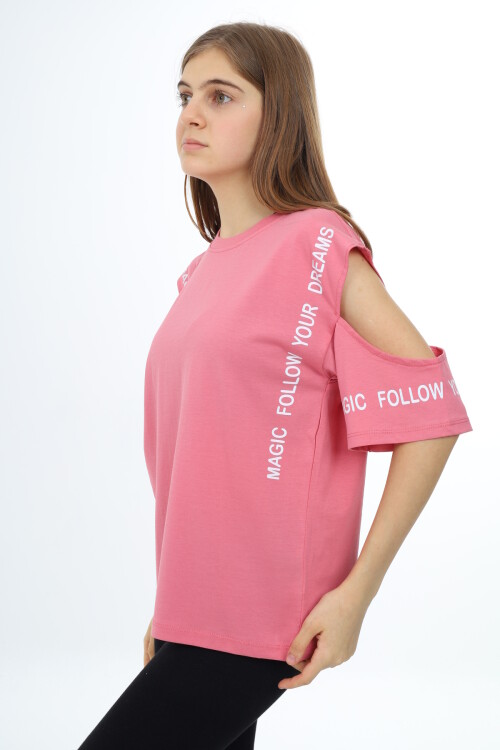 Kız Çocuk Omuzları Açık T-Shirt 9-14 Yaş px017