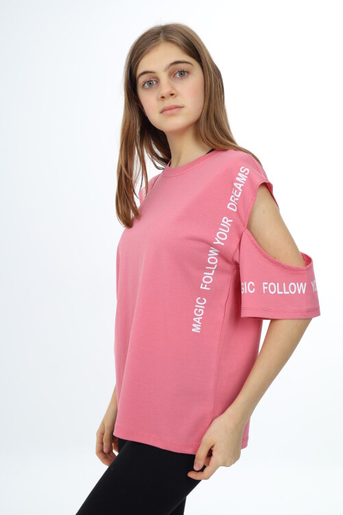 Kız Çocuk Omuzları Açık T-Shirt 9-14 Yaş px017
