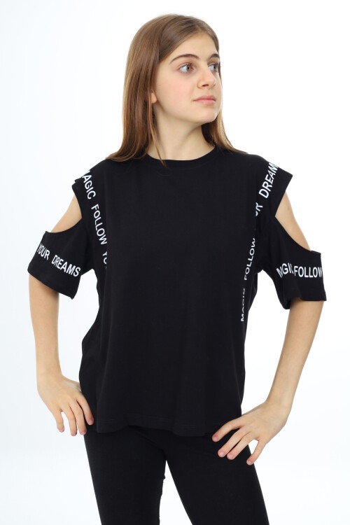 Kız Çocuk Omuzları Açık T-Shirt 9-14 Yaş px017