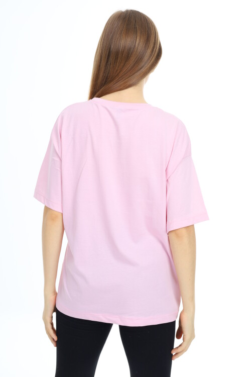 Kız Çocuk Tasarım Kalp Desenli T-Shirt 9-14 Yaş Lx036