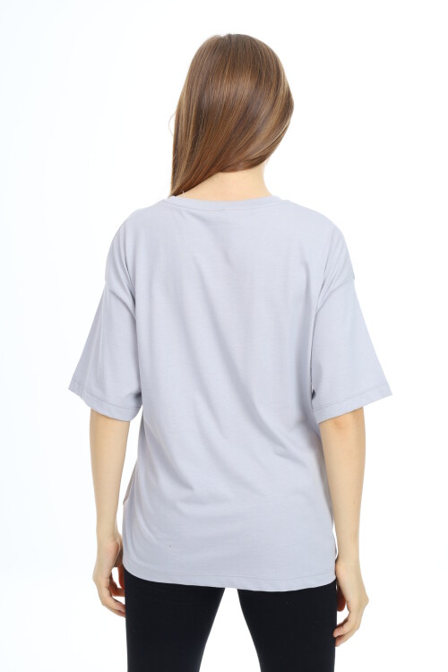 Kız Çocuk Tasarım Kalp Desenli T-Shirt 9-14 Yaş Lx036