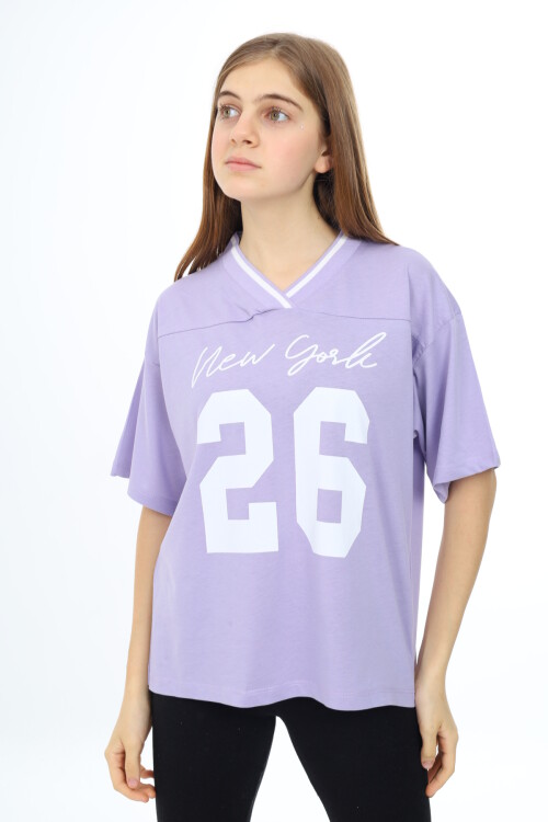 Kız Çocuk V Yaka T-Shirt 9-14 Yaş Lx021