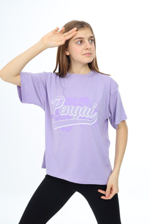 Kız Çocuk Yazı Baskılı T-Shirt 9-14 Yaş Lx001
