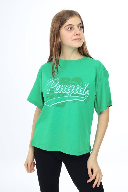 Kız Çocuk Yazı Baskılı T-Shirt 9-14 Yaş Lx001