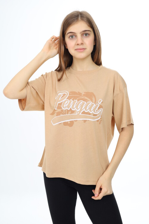 Kız Çocuk Yazı Baskılı T-Shirt 9-14 Yaş Lx001