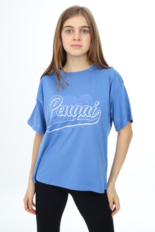 Kız Çocuk Yazı Baskılı T-Shirt 9-14 Yaş Lx001