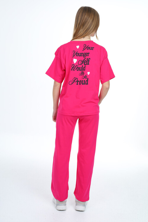 Kız Çocuk Yazı Baskılı Takım 9-14 Yaş LX300