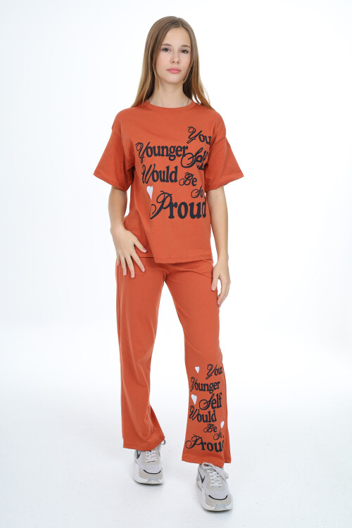 Kız Çocuk Yazı Baskılı Takım 9-14 Yaş LX300