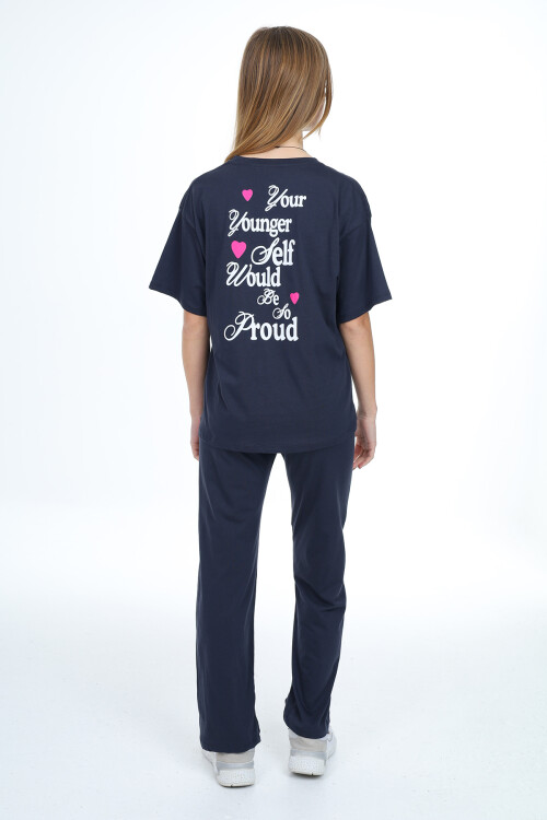 Kız Çocuk Yazı Baskılı Takım 9-14 Yaş LX300