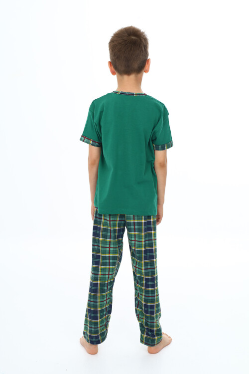 Erkek Çocuk Araba Baskılı Bloklu Pijama Takımı 3-11 Yaş 156-57