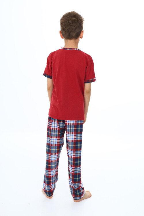 Erkek Çocuk Araba Baskılı Bloklu Pijama Takımı 3-11 Yaş 156-57