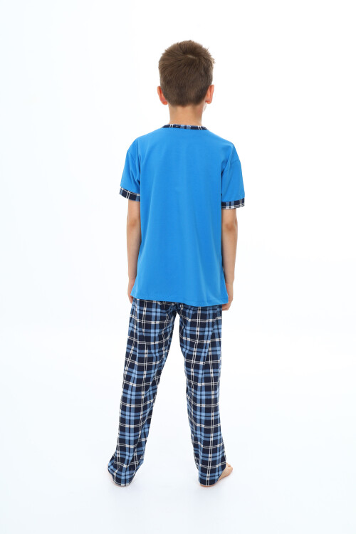 Erkek Çocuk Araba Baskılı Bloklu Pijama Takımı 3-11 Yaş 156-57