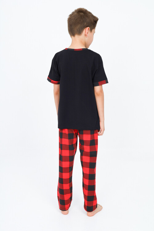 Erkek Çocuk Araba Baskılı Bloklu Pijama Takımı 3-11 Yaş 156-57