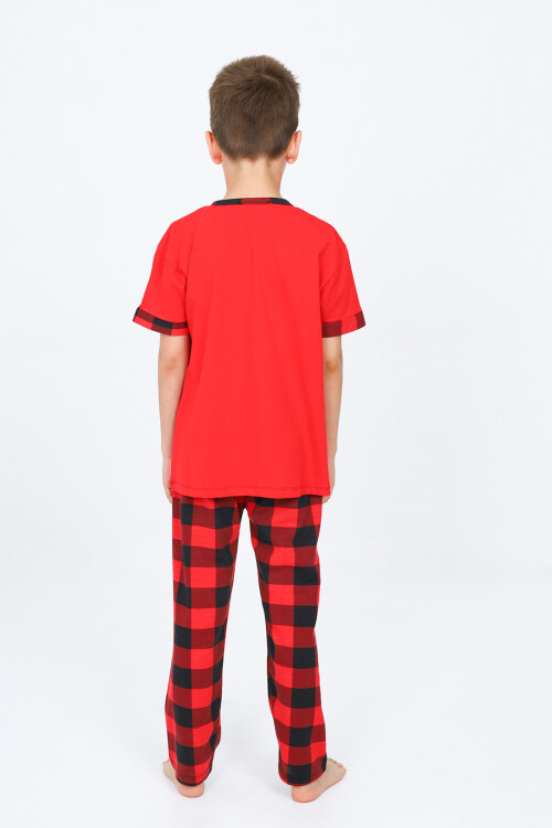 Erkek Çocuk Araba Baskılı Bloklu Pijama Takımı 3-11 Yaş 156-57