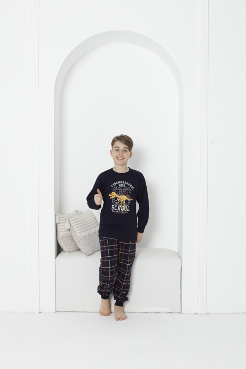 Erkek Çocuk Baskılı Bloklu Pijama Takımı 3-11 Yaş 5075-76