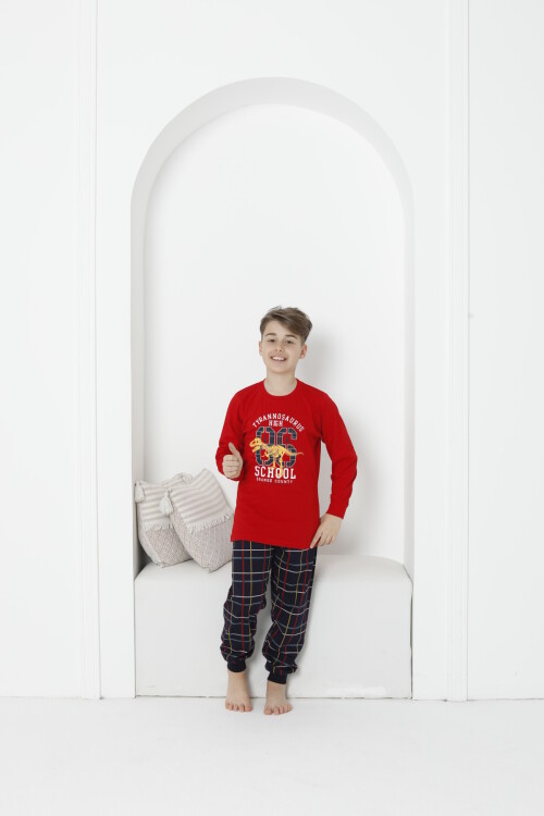 Erkek Çocuk Baskılı Bloklu Pijama Takımı 3-11 Yaş 5075-76