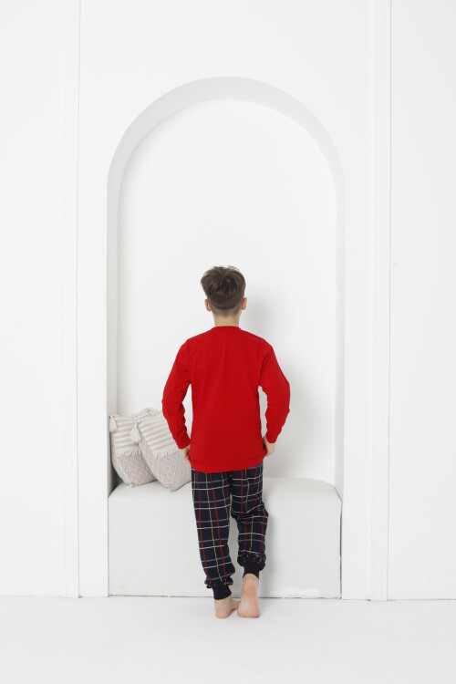 Erkek Çocuk Baskılı Bloklu Pijama Takımı 3-11 Yaş 5075-76