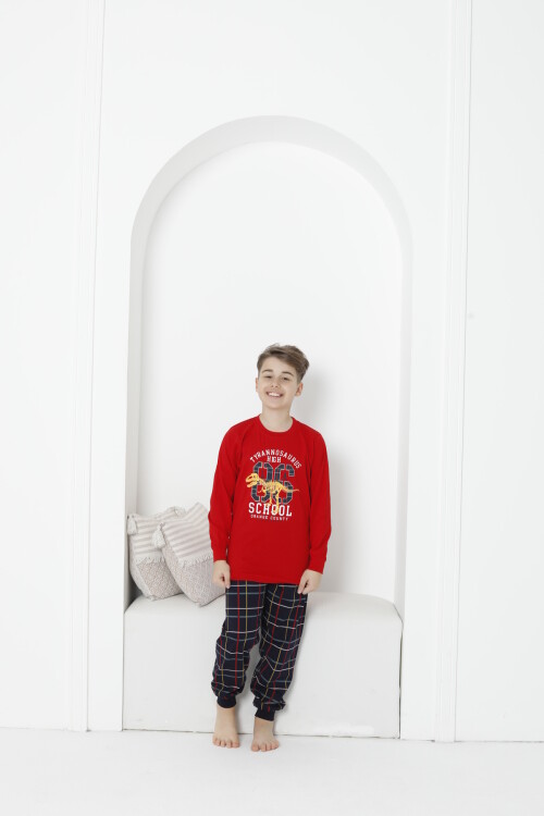Erkek Çocuk Baskılı Bloklu Pijama Takımı 3-11 Yaş 5075-76