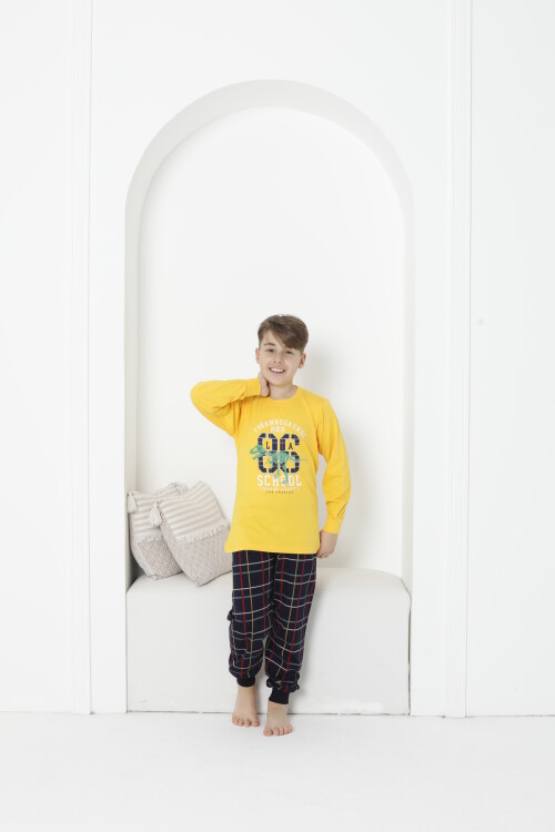 Erkek Çocuk Baskılı Bloklu Pijama Takımı 3-11 Yaş 5075-76