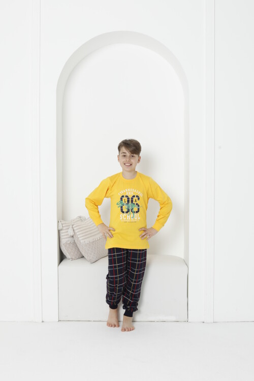 Erkek Çocuk Baskılı Bloklu Pijama Takımı 3-11 Yaş 5075-76