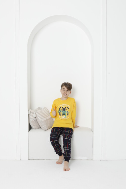 Erkek Çocuk Baskılı Bloklu Pijama Takımı 3-11 Yaş 5075-76