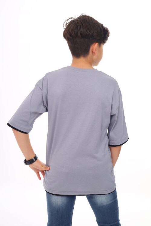 Erkek Çocuk Cep Baskılı T-Shirt 9-14 Yaş Lx6967
