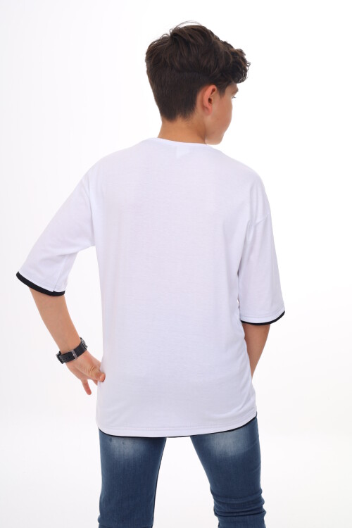 Erkek Çocuk Cep Baskılı T-Shirt 9-14 Yaş Lx6967
