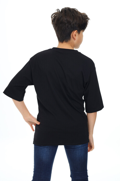 Erkek Çocuk Garni Detaylı Baskılı T-Shirt 9-14 Yaş Lx7083