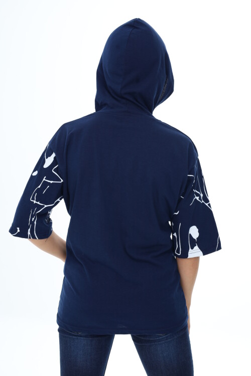 Erkek Çocuk Kapüşonlu Kargo Cepli Baskılı T-Shirt 9-15 Yaş Lx7091