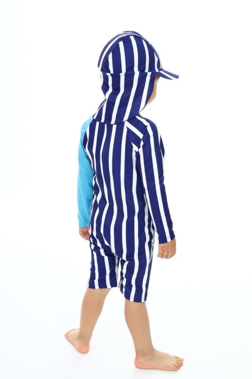 Erkek Çocuk Şapkalı-Tek Parça Alt/Üst Mayo Takımı 2-10 Yaş 016