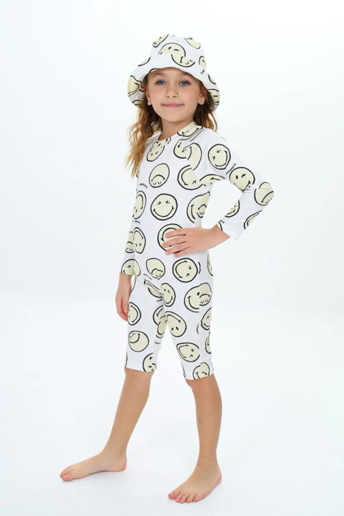 Kız Çocuk 2li Mayo Takımı (Şapka-Alt/Üst Yüzücü) 1-8 Yaş 003