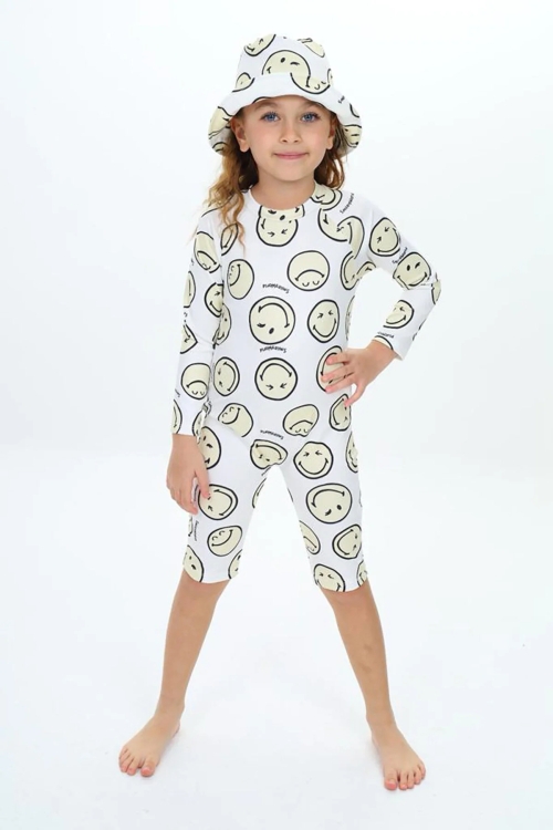 Kız Çocuk 2li Mayo Takımı (Şapka-Alt/Üst Yüzücü) 1-8 Yaş 003