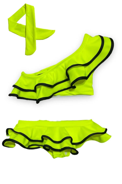 Kız Çocuk 3lü Mayo Takımı (Alt-Üst-Bandana) 2-10 Yaş 011